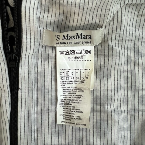Max Mara Aosta Cotton Blend Minidress Geometric Black White Sleeveless Dress 12 - Picture 5 of 8